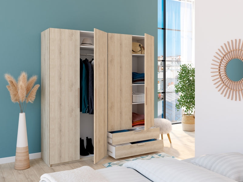 Armoire 4 porte(s) battante 2 tiroir(s) GLORY 2 coloris Chêne kronberg largeur 178.1 cm